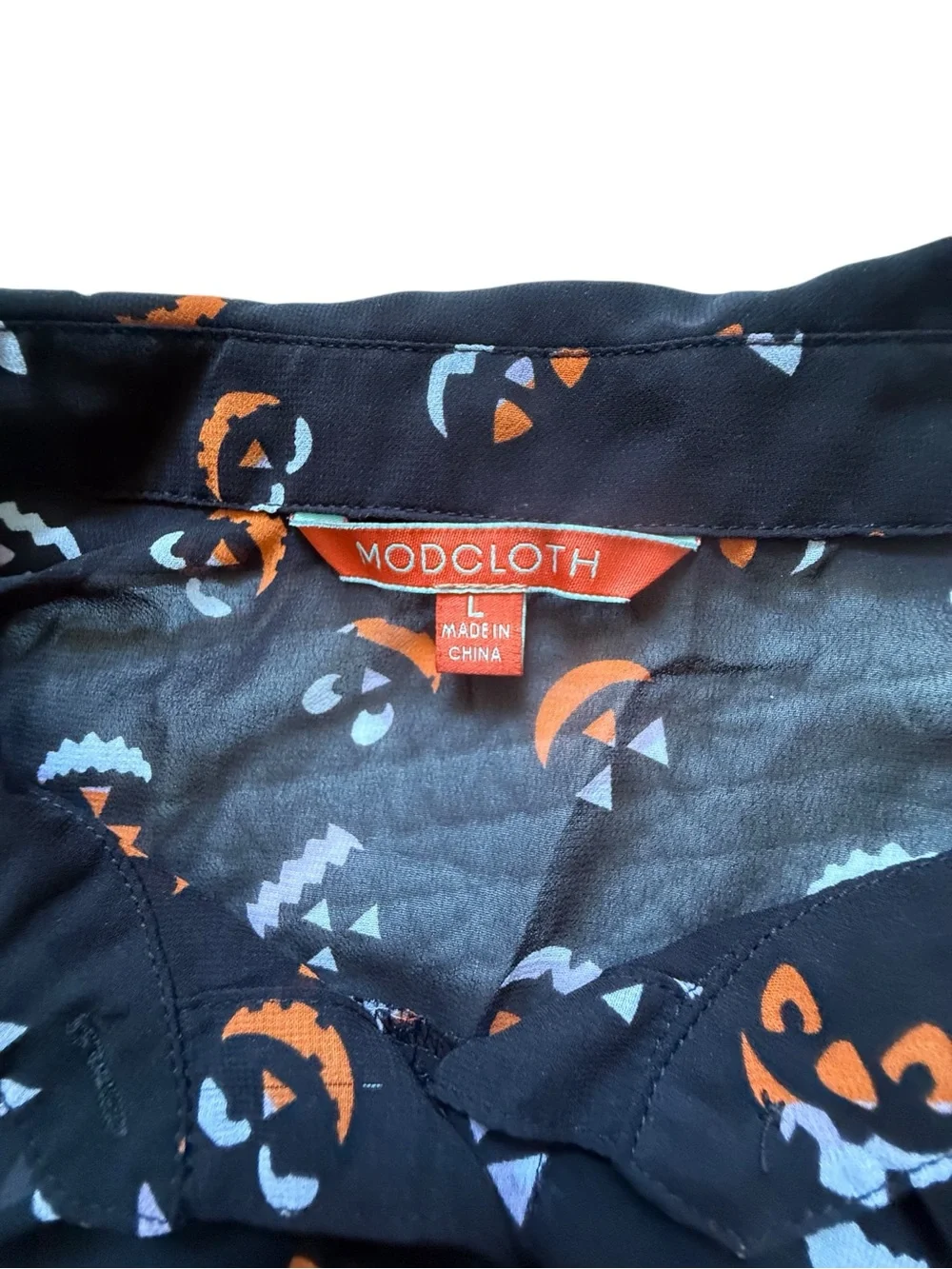 Fun Modcloth Black Halloween Semi-sheer Blouse. Sz L
